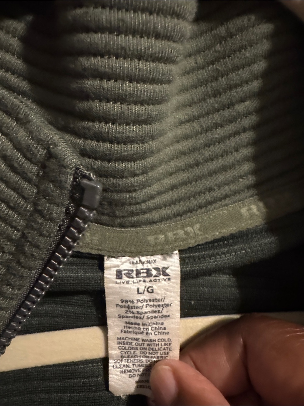 RBX Olive Green Ribbed Full-Zip Jacket - Picture 3 of 3
